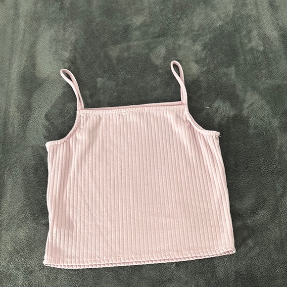 Love J Ribbed Tank Top Square‎ Neck Sleeveless Casual Pink Top Size L - Picture 2 of 3